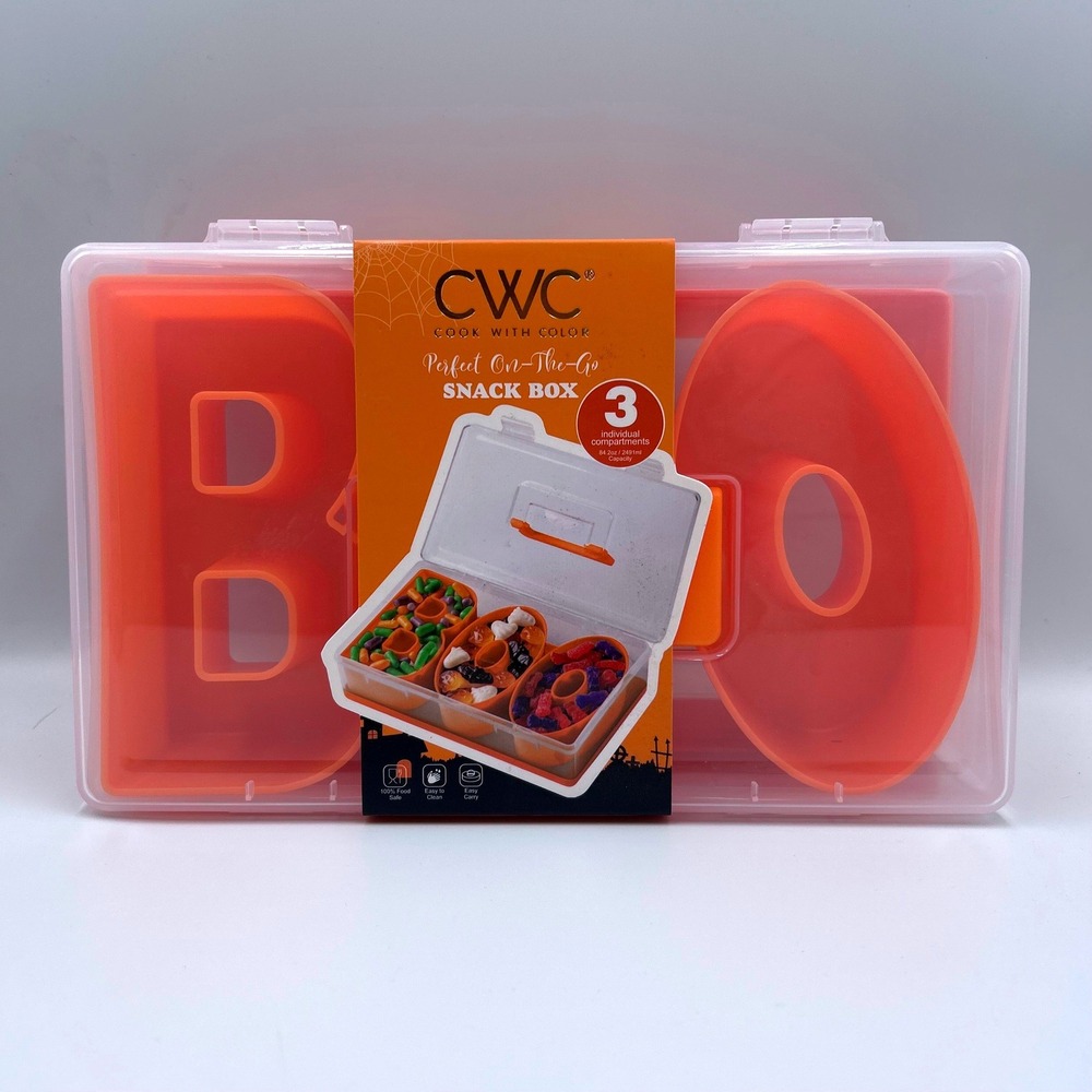 Cook With Color Halloween BOO Snack Box Divided Serving Tray Orange HWSNKTG7 NEW